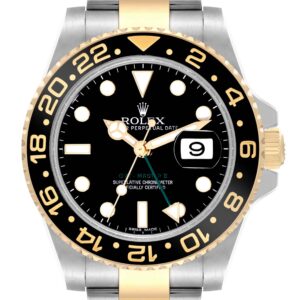 Rolex GMT Master II Steel Yellow Gold Black Dial Mens Watch 116713