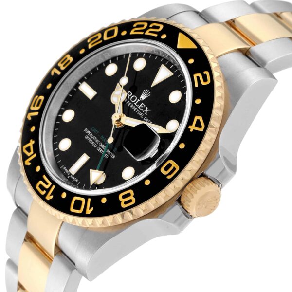 Rolex GMT Master II Steel Yellow Gold Black Dial Mens Watch 116713 - Image 6
