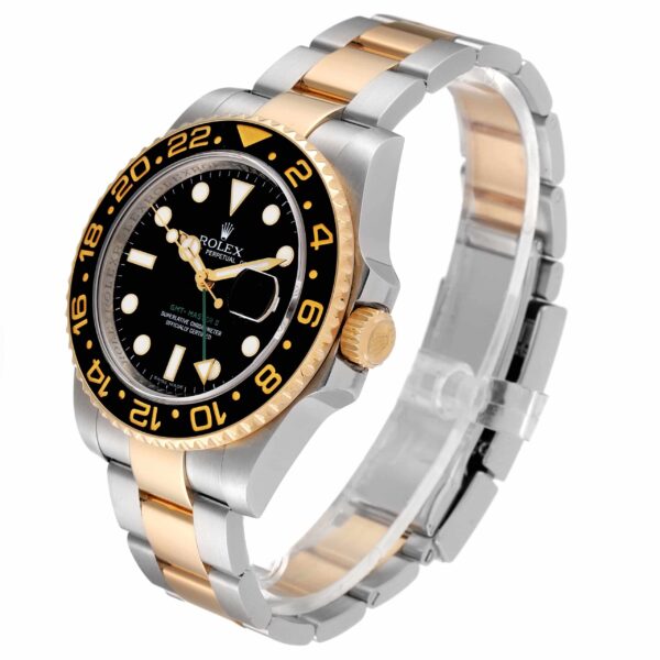 Rolex GMT Master II Yellow Gold Steel Black Dial Mens Watch 116713 Box Card - Image 4