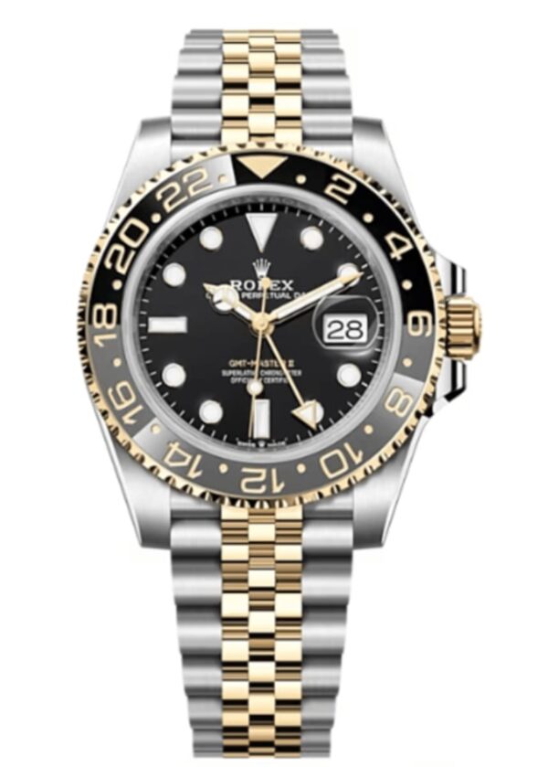 Rolex GMT Master ll Yellow Gold and Stainless Steel Black Dial Jubilee Bracelet Men's Watch M126713GRNR-0001