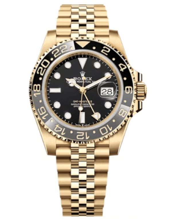 Rolex GMT Master ll Yellow Gold Black Dial Jubilee Bracelet Men's Watch M126718GRNR-0001