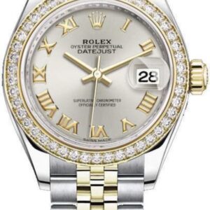 Rolex Lady-Datejust 28 Stainless Steel and Yellow Gold Silver Dial Women's Watch M279383RBR-0005