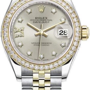 Rolex Lady-Datejust 28 Stainless Steel and Yellow Gold Silver Diamond Dial Women's Watch M279383RBR-0003