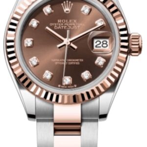 Rolex Lady-Datejust 28 Steel and Everose Gold Automatic Chocolate Diamond Dial Steel Women's Watch M279171-0012