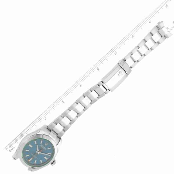 Rolex Milgauss Blue Dial Green Crystal Steel Mens Watch 116400GV Box Card - Image 11