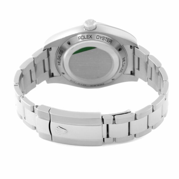 Rolex Milgauss Blue Dial Green Crystal Steel Mens Watch 116400GV Box Card - Image 10