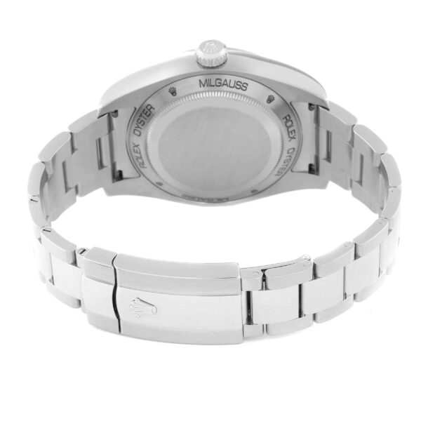 Rolex Milgauss Blue Dial Green Crystal Steel Mens Watch 116400GV Card - Image 9