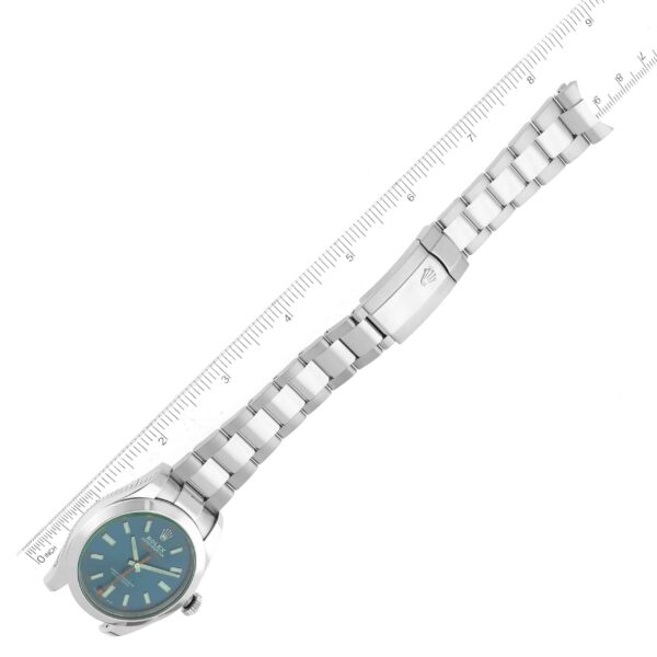Rolex Milgauss Blue Dial Green Crystal Steel Mens Watch 116400GV Card - Image 10