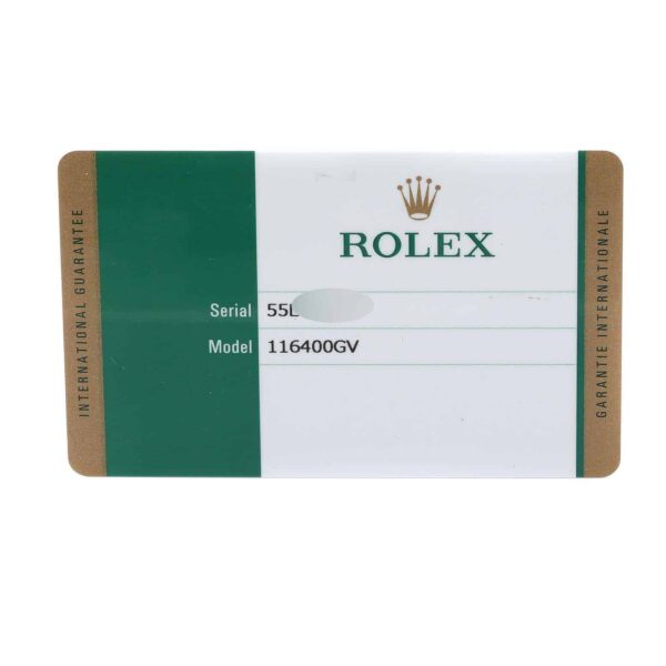 Rolex Milgauss Blue Dial Green Crystal Steel Mens Watch 116400GV Card - Image 11
