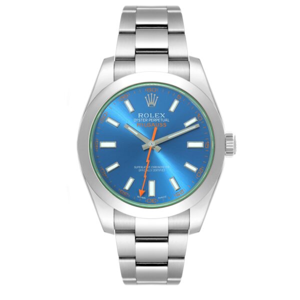 Rolex Milgauss Green Crystal Steel Mens Watch 116400GV Box Card - Image 2