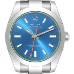 Rolex Milgauss Green Crystal Steel Mens Watch 116400GV Box Card