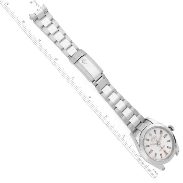 Rolex Milgauss White Dial Orange Markers Steel Mens Watch 116400 - Image 10