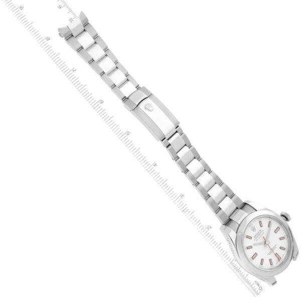 Rolex Milgauss White Dial Orange Markers Steel Mens Watch 116400 - Image 12