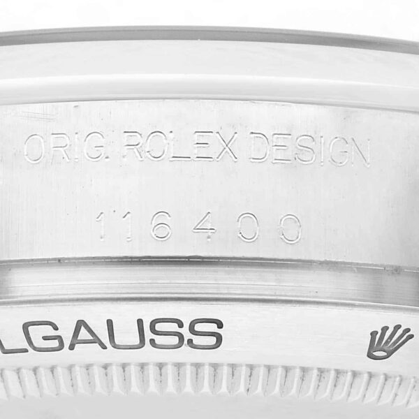 Rolex Milgauss White Orange Dial Steel Mens Watch 116400 Box Card - Image 8