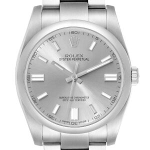 Rolex Oyster Perpetual 36 Grey Dial Steel Mens Watch 116000 Box Card