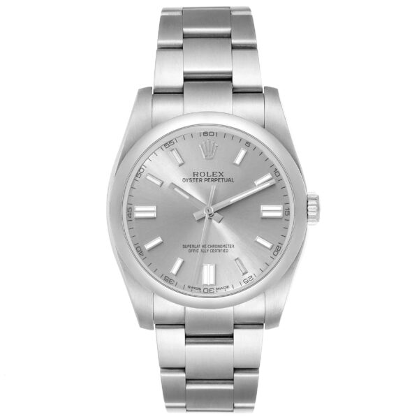 Rolex Oyster Perpetual 36 Grey Dial Steel Mens Watch 116000 Box Card - Image 2