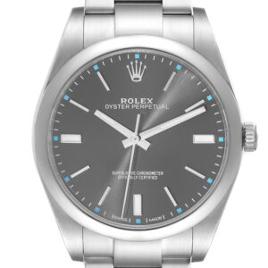 Rolex Oyster Perpetual 39 Rhodium Dial Steel Mens Watch 114300