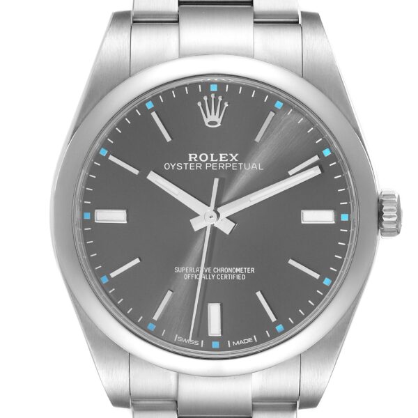Rolex Oyster Perpetual 39 Rhodium Dial Steel Mens Watch 114300