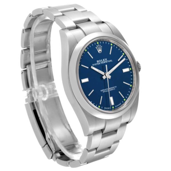 Rolex Oyster Perpetual 39mm Blue Dial Steel Mens Watch 114300 - Image 3