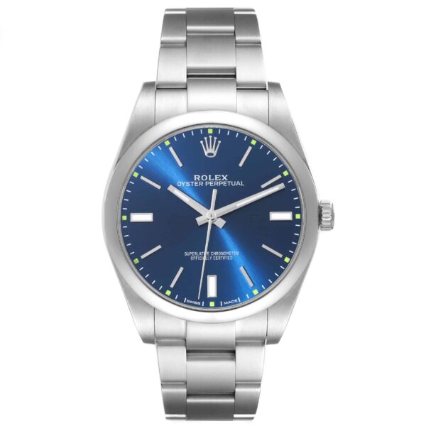Rolex Oyster Perpetual 39mm Blue Dial Steel Mens Watch 114300 - Image 2