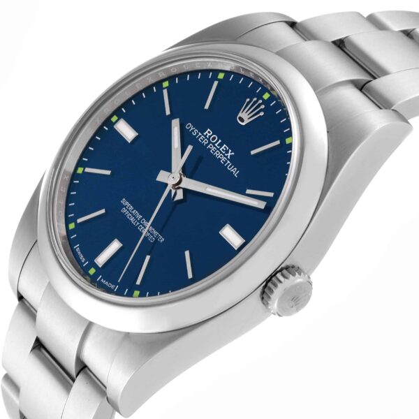 Rolex Oyster Perpetual 39mm Blue Dial Steel Mens Watch 114300 - Image 5