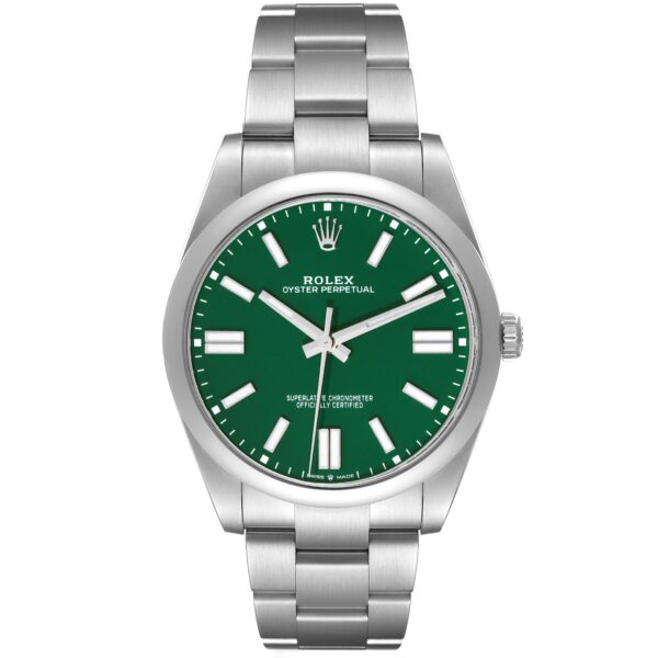 Rolex Oyster Perpetual 41mm Green Dial Steel Mens Watch 124300 Unworn - Image 2