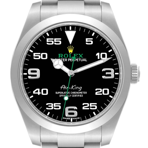 Rolex Oyster Perpetual Air King Green Hand Steel Mens Watch 116900 Box Card