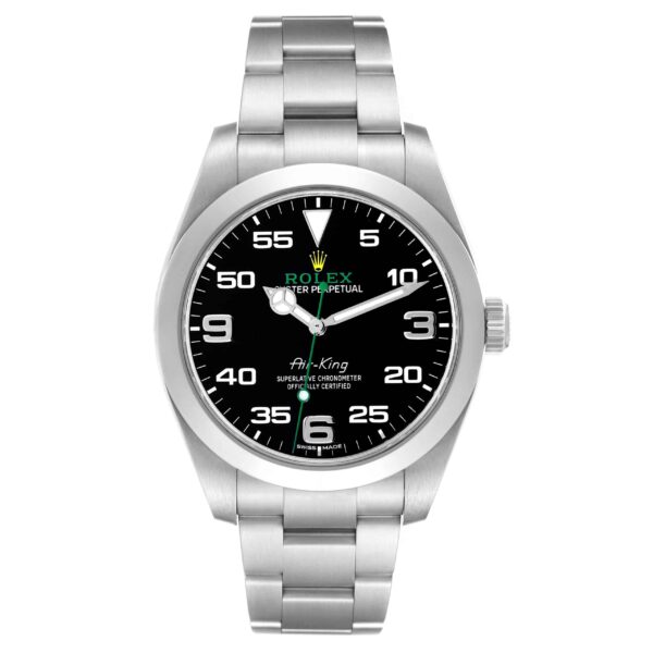rolex oyster perpetual air king green hand steel mens watch 116900 box card 3041 ektul.jpg
