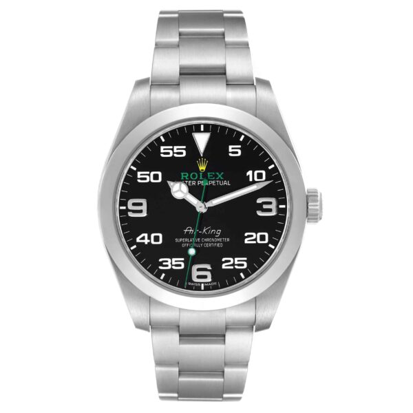 rolex oyster perpetual air king green hand steel mens watch 116900 card 1987 vldae.jpg