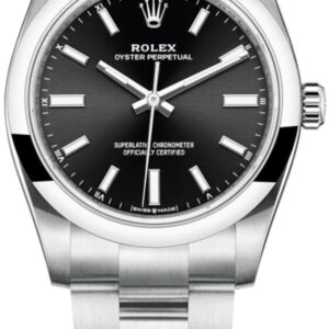 Rolex Oyster Perpetual Black Dial Steel Women's Watch M124200-0002