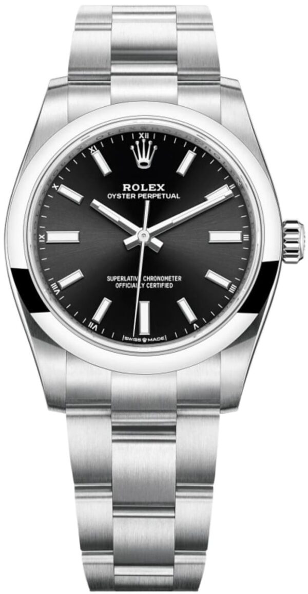 Rolex Oyster Perpetual Black Dial Steel Women's Watch M124200-0002
