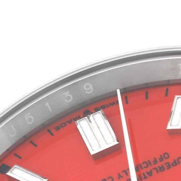 rolex oyster perpetual coral red dial steel mens watch 126000 box card 1626 fzun8.jpg