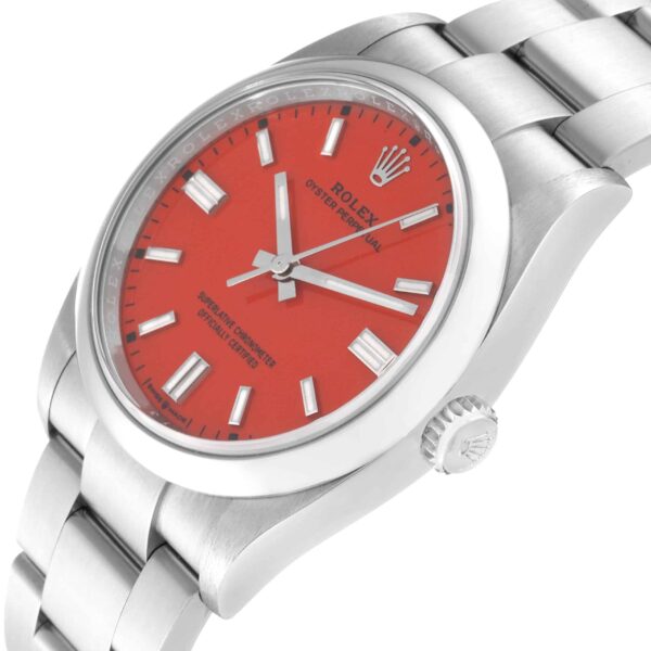 rolex oyster perpetual coral red dial steel mens watch 126000 box card 6386 zgvja.jpg