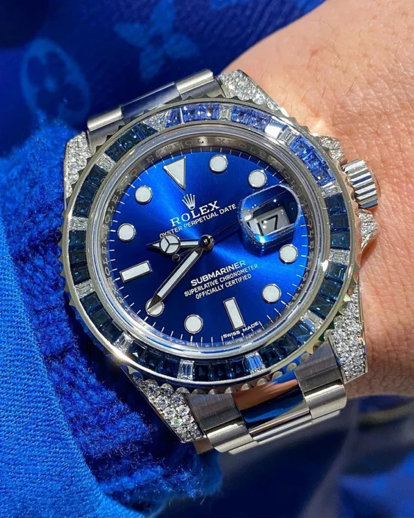 Rolex Submariner Date 116659 SABR 18K White Gold Diamonds Sapphires UNWORN - Image 4