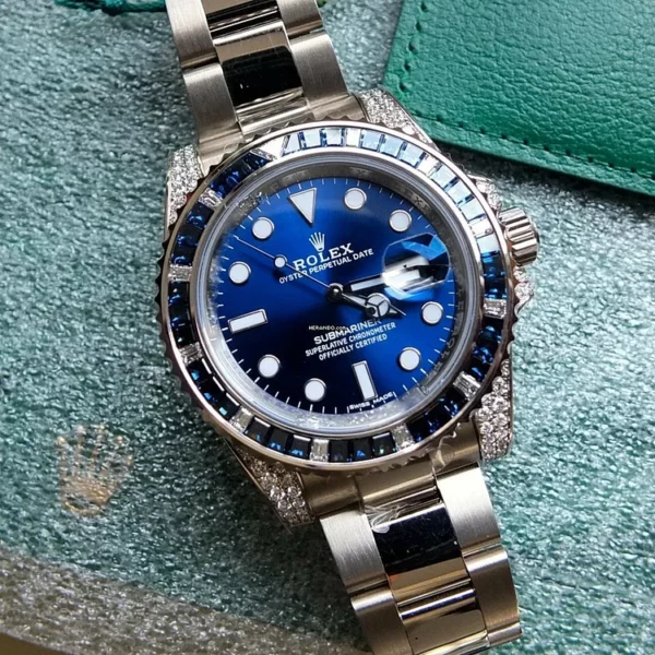 Rolex Submariner Date 116659 SABR 18K White Gold Diamonds Sapphires UNWORN - Image 5