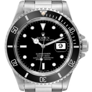 rolex submariner date black frosted dial steel mens watch 16610 box papers 9124 fmurx.jpg