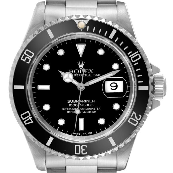 rolex submariner date black frosted dial steel mens watch 16610 box papers 9124 fmurx.jpg