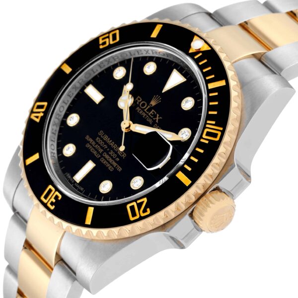 rolex submariner steel yellow gold black diamond dial mens watch 116613 box card 5964 xxevb.jpg
