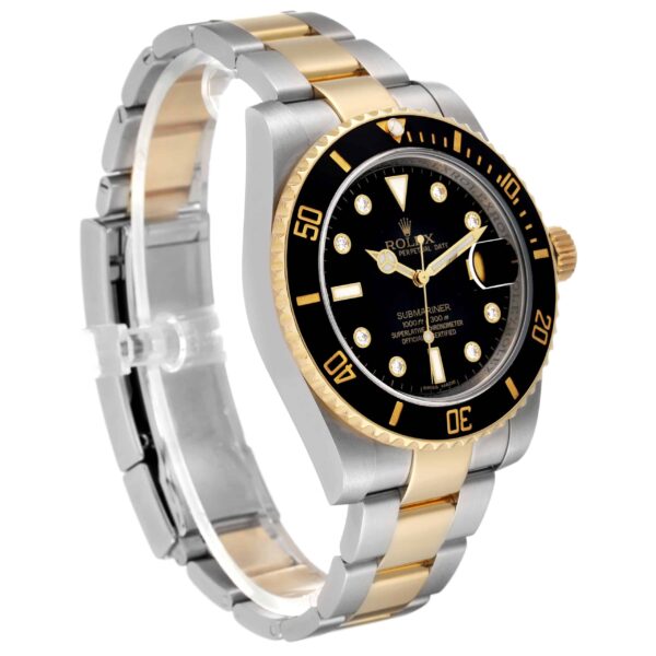 rolex submariner steel yellow gold black diamond dial mens watch 116613 box card 6301 fdz1o.jpg
