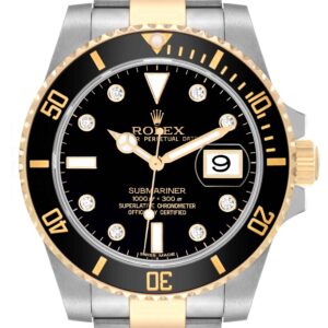 rolex submariner steel yellow gold black diamond dial mens watch 116613 box card 6983 fa5q6.jpg