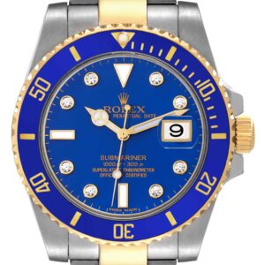 rolex submariner steel yellow gold blue diamond dial mens watch 116613 2818 vrtn6.jpg