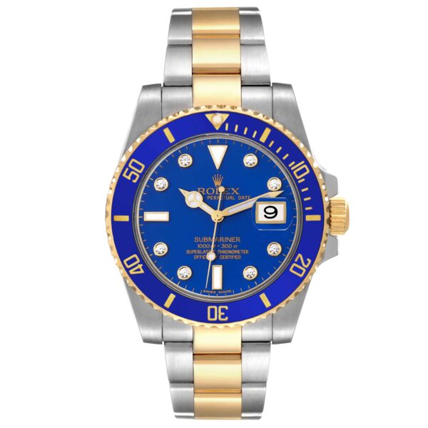 rolex submariner steel yellow gold blue diamond dial mens watch 116613 6055 fv90f.jpg