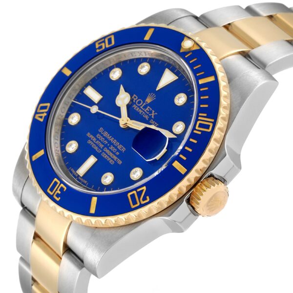 rolex submariner steel yellow gold blue diamond dial mens watch 116613 9594 sq9ei.jpg