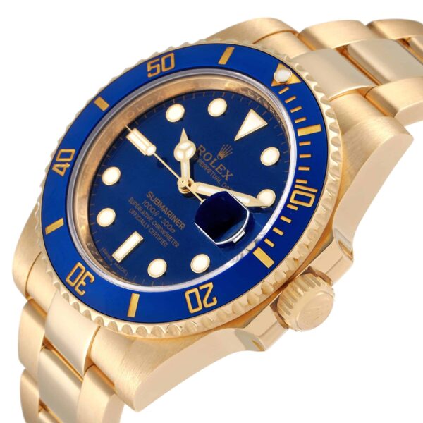 rolex submariner yellow gold blue dial ceramic bezel mens watch 116618 6425 geme6.jpg