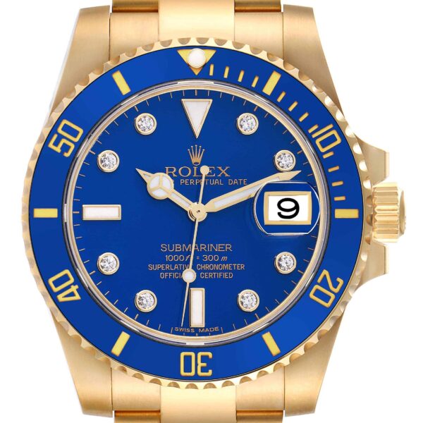 rolex submariner yellow gold blue diamond dial mens watch 116618 box card 8354 hjf7l.jpg