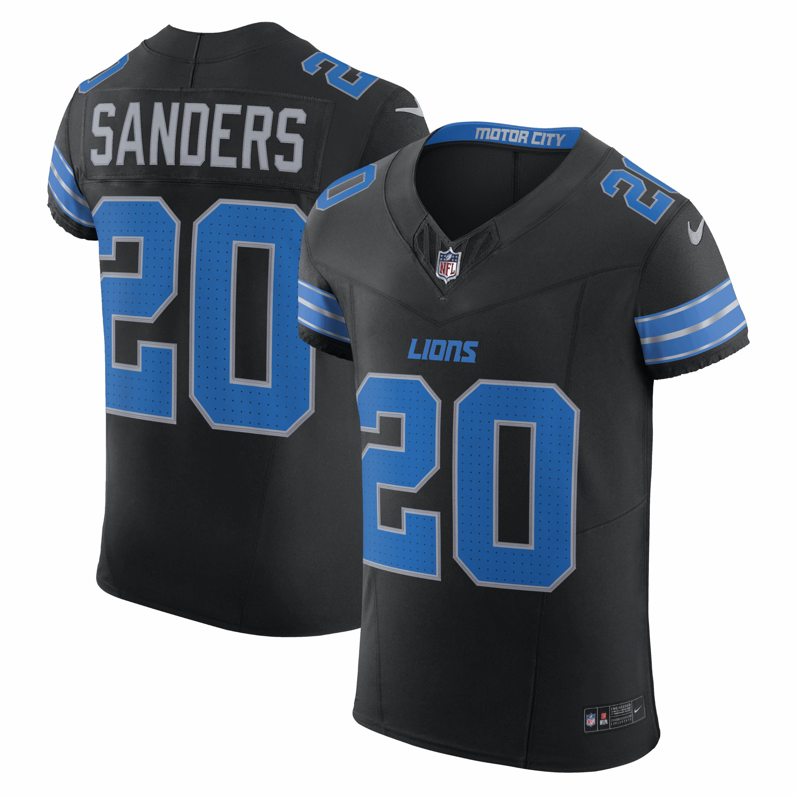 barry sanders detroit lions nike alternate vapor fuse elite jersey black clowdercats l76rf.png