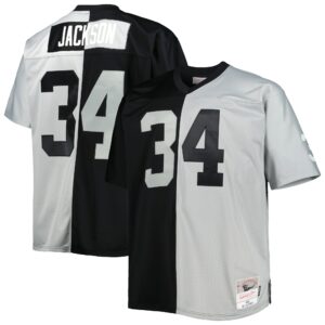 bo jackson las vegas raiders mitchell ness big tall split legacy retired player replica jersey blacksilver clowdercats zn9th.jpg
