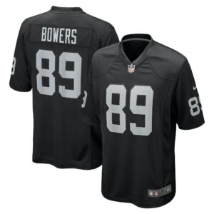 brock bowers las vegas raiders nike player game jersey black clowdercats mk58s.jpg
