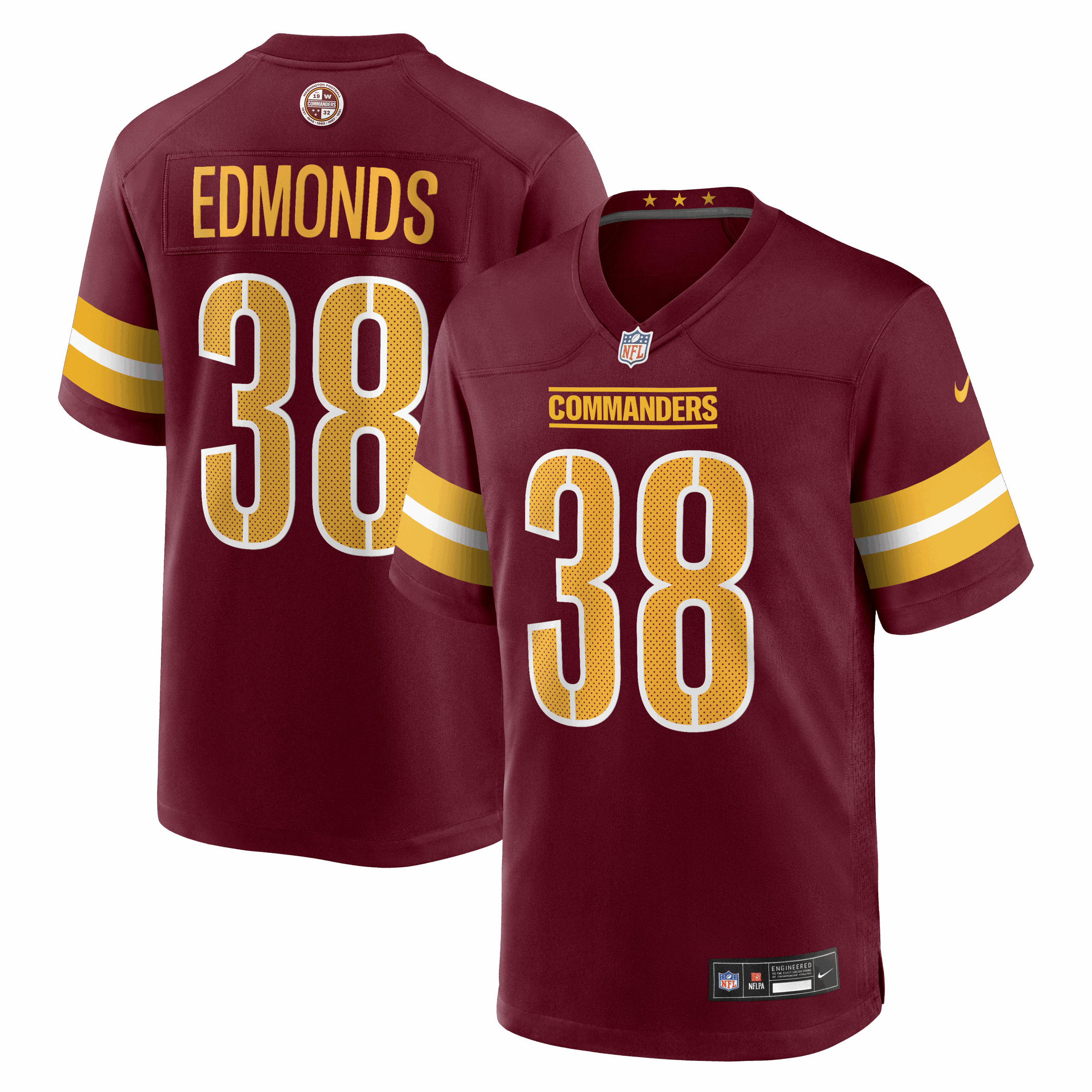 chase edmonds washington commanders nike team game jersey burgundy clowdercats hraei.png