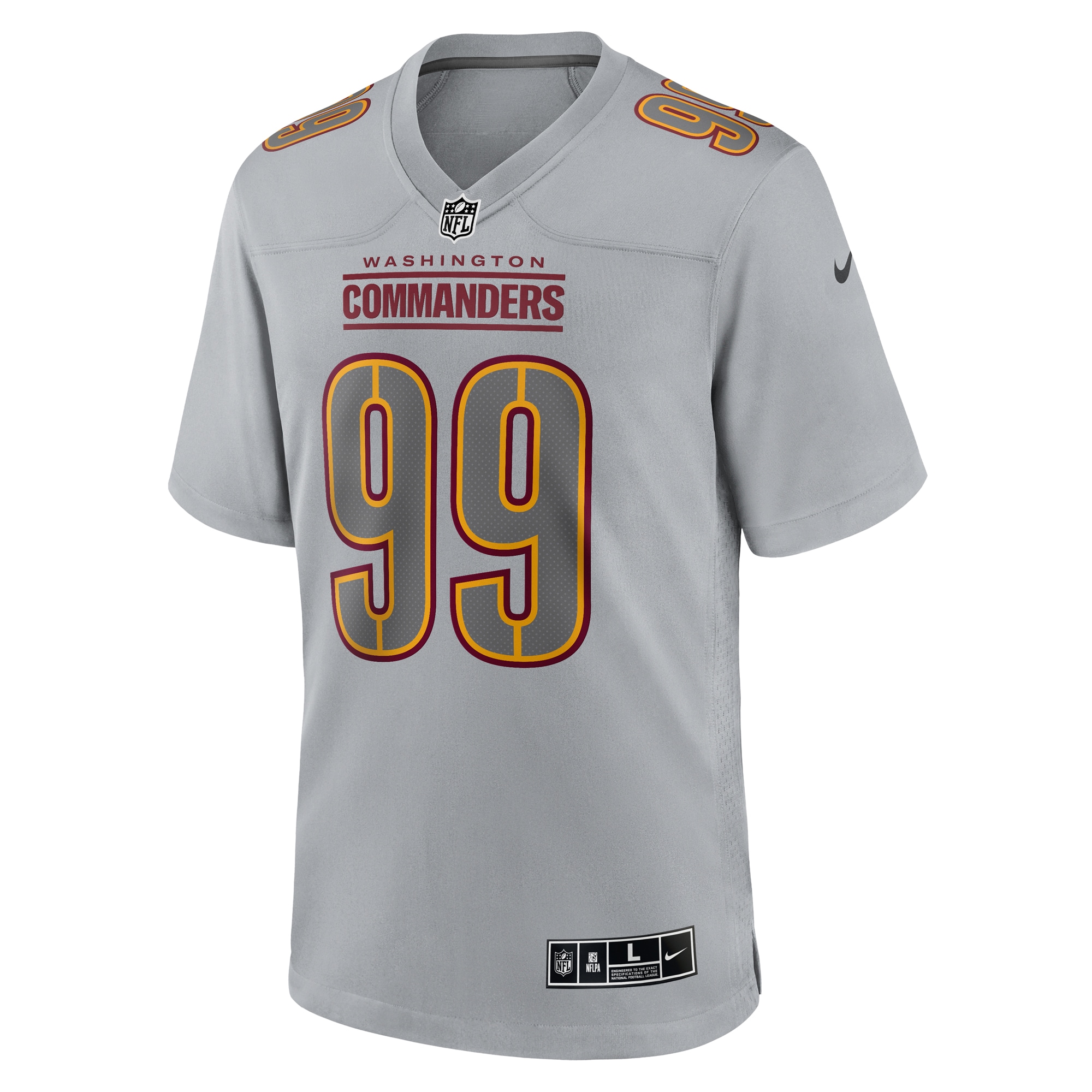 chase young washington commanders nike atmosphere fashion game jersey gray clowdercats u6so8.jpg